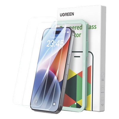 Protector de pantalla UGREEN HD con marco de instalación para iPhone 16 Pro (paquete de 2)