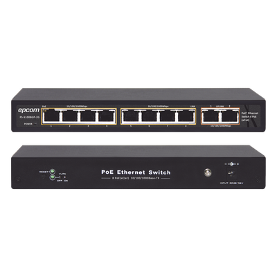 Switch PoE / 100 Metros PoE / 8 puertos 802.3af/at ( 132.5 W ) 10/100/1000Mbps + 2 puertos Uplink 