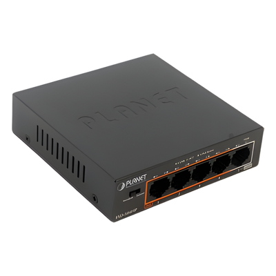 Switch PoE+ 802.3af/at Distancia 250 m, 4 Puertos, 1 Puerto 10/100 de Uplink