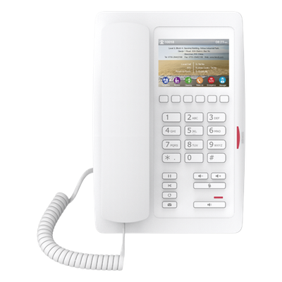 (H5 Color Blanco)Teléfono para Hotelería, profesional de gama alta con pantalla LCD de 3.5 pulgadas a color, 6 teclas programables para servicio rápido (Hotline) PoE 