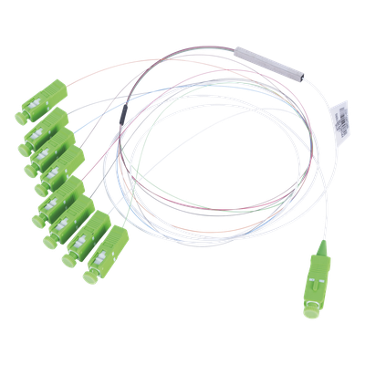 Divisor Óptico (Splitter) Tipo PLC, de 1x8, Con Conector de Entrada SC/APC y Conectores de Salida SC/APC