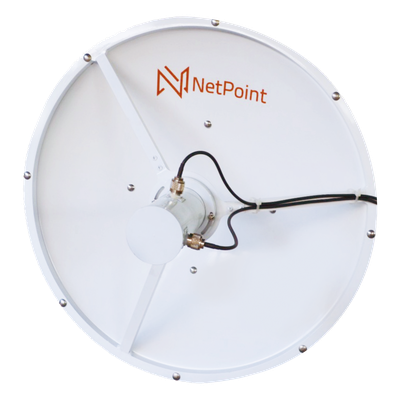 Antena blindada de alto rendimiento de 3 ft,  3.3-3.9 GHz, Ganancia 31 dBi, Conectores N-hembra.