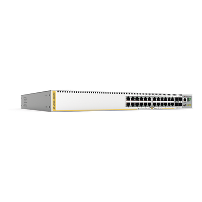 Switch inteligente de distribución o core, Stackeable, Capa 3, 24 x 1000 Mbps + 4 x SFP+ 10 G, Doble fuente de alimentación redundante