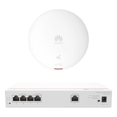 Kit DEMO de Router Multi-Servicio / 1 puerto 10/100/1000 Mbps(WAN) / 4 puertos 10/100/1000 Mbps(LAN) PoE / 50W + Punto de Acceso Wi-Fi 6 / 1.775 Gbps / MU-MIMO 2x2 (2.4GH y 5GHz) / Smart Antenna más cobertura / Instalación en techo y pared