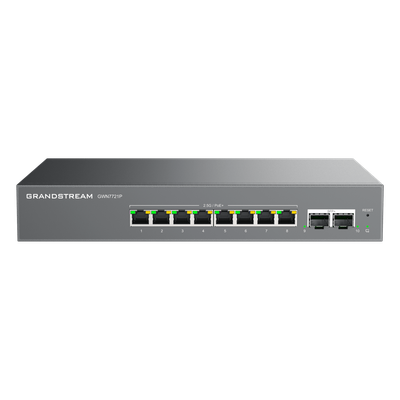 Switch L2 Lite Administrable de 10 Puertos / 8 Puertos Ethernet 2.5 Gigabits / 2 Puertos SFP+ 10 Gigabits / PoE+ 802.3af/at / VLAN 802.1Q / QoS / IGMP Snooping / Montaje en Escritorio o Pared