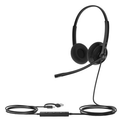 Diadema Alambrica Yealink UH34 Lite Dual USB-C/A con Almohadillas de Esponja y Compatibilidad UC Multiplataforma