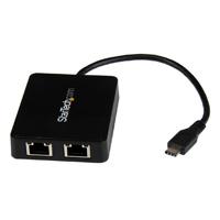ADAPTADOR DE RED USB-C CON DOS PUERTOS ETHERNET GIGABIT Y PUERTO ADICIONAL USB TYPE-A - STARTECH.COM MOD. US1GC301AU2R