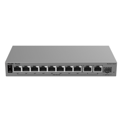 Switch PoE Gigabit Smart Cloud-Managed / 11 Puertos / 8 Puertos PoE+ 120 W / 1 Puerto SFP Uplink / Capa 2 / Diseño Sin Ventilador / Protección 6 kV / Gestión Cloud de por Vida / Metal