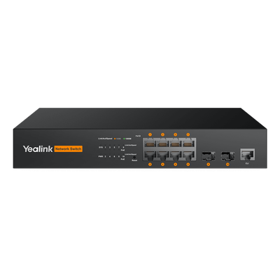 Switch PoE L2+ de Yealink RCH80 para AV sobre IP con puertos Gigabit PoE+ y fibra óptica
