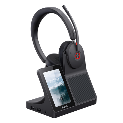 Diadema Inalámbrica WH68 con Estación de Trabajo Yealink DECT y Pantalla Táctil de 4” para Comunicación Profesional