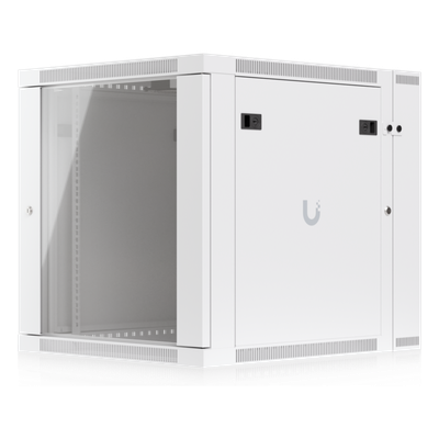 UACC Rack Cabinet 12U (600 x 703 mm) - Gabinete Cerrado para Montaje en Pared con Puerta Frontal de Vidrio Templado, Puerta Trasera Abatible (Swing-Out) y Paneles Laterales Removibles con Llave