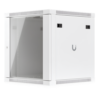 UACC Rack Cabinet 12U (598 x 600 mm) - Gabinete Cerrado para Montaje en Pared con Puerta Frontal de Vidrio Templado, Totalmente Ensamblado con Ventiladores Integrados y Paneles Removibles