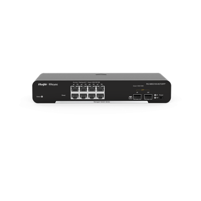 Switch Administrable PoE Capa 2, con 8 puertos Gigabit PoE 802.3af/at + 2 SFP para fibra 1Gb, gestión gratuita desde la nube, 125w