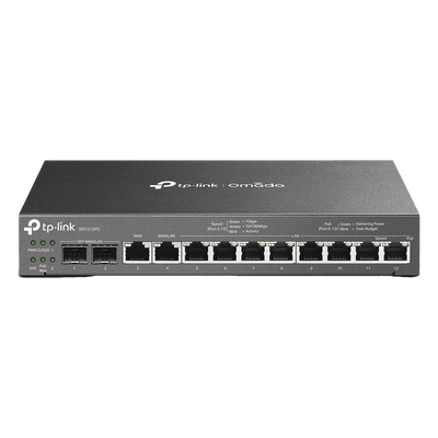 Router Omada VPN / SDN Multi-WAN 1G / Switch con PoE y Controlador  / 2 puerto WAN/LAN SFP 1G / 1 Puerto RJ45 WAN / 1 Puerto WAN/LAN RJ45 / 8 Puertos PoE+ LAN RJ45 /  24,980 Sesiones Concurrentes 