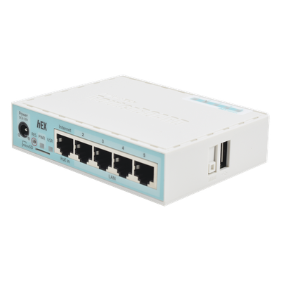 (hEX) RouterBoard, 5 Puertos Gigabit Ethernet, 1 Puerto USB y versión 3