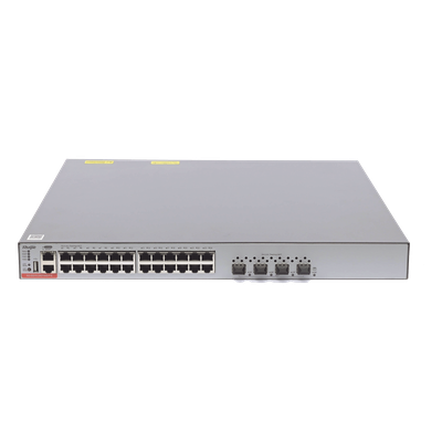Switch Administrable Capa 3 PoE con 24 puertos Gigabit 802.3af/at + 4 SFP+ para fibra 10Gb, hasta 740 watts, gestión gratuita desde la nube.