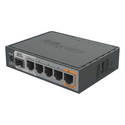 (hEX S) Router Dual Core, 5 puertos Gigabit, 1 Puerto SFP, PoE in, PoE Out