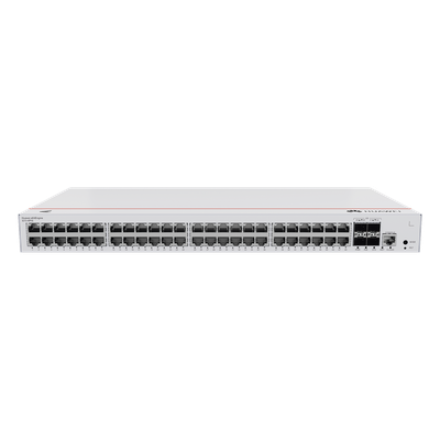 Switch de Distribución/Core Gigabit Administrable PoE Capa 3 / 48 puertos 10/100/1000 Mbps (PoE) / 4 Puertos 1GE SFP Uplink / ERPS / Rutas Estáticas / iStack / PoE Perpetuo / 380W / Administración Nube Gratis