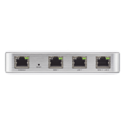Router UniFi puertos Ethernet Gigabit, desempeño de 1 Mpps, hasta 100 dispositivos en LAN, bloqueo de tráfico por categoría, administración desde la nube 