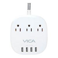 SUPRESOR DE PICOS VICA PARA ESCRITORIO 3 SALIDAS Y 4 PUERTOS USB