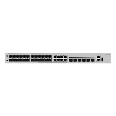 Switch Empresarial Core Gigabit Administrable  Capa 3 / 24 puertos 1GE SFP ( Combo con 8 Puertos 10/100/1000 Mbps) / 4 Puertos 10GE SFP+ Uplink / 2 Puertos 10GE SFP+ (Stack) / ERPS / Ruteo Dinámico (RIP, OSPF, IS-IS y BGP)  / iStack / Administraci&