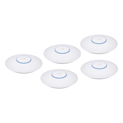 Paquete de 5 Access Point UniFi 802.11ac Wave 2, MU-MIMO4X4 con antena Beamforming, hasta 1.7 Gbps, para interior PoE 802.3af, soportan 200 clientes, No incluyen PoE´s