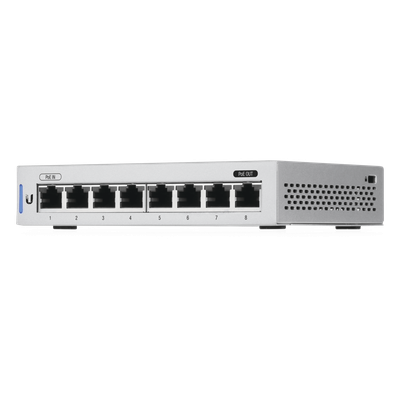 Switch UniFi Administrable capa 2 de 8 Puertos Gigabit (7 Ethernet y 1 PoE Pasivo 48V)