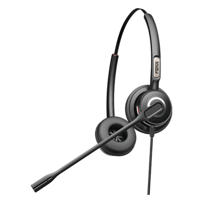 Diadema binaudal (duo) con tecnología antishock para teléfonos IP FANVIL y Polycom con micrófono de cancelación de ruido, larga durabilidad 