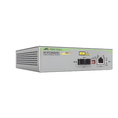 Convertidor de medios Gigabit Ethernet PoE+ a fibra óptica, conector SC, multimodo (MMF), distancia hasta 550 m