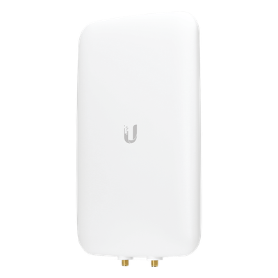 Antena sectorial simétrica UniFi, doble banda con apertura de 90° en 2.4 GHz (10 dBi) y 45° en 5 GHz (15dBi)