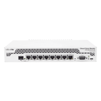 Cloud Core Router, CPU 9 Núcleos, 7 Puertos Gigabit Ethernet, 1 Combo TP/SFP, 1 GB Memoria, Enfriamiento Pasivo