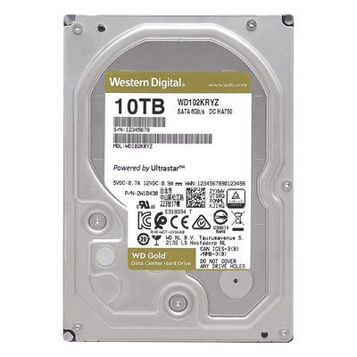 Disco Duro Gold de 10 TB / 7200 RPM / Optimizado para NAS, RAID, Data Center y NVRs de Gran Capacidad / Uso 24-7 / Proteccion Antivibración / 5 Años de Garantia / HelioSeal