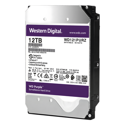 Disco duro WD de 12TB / 7200RPM / Optimizado para Videovigilancia