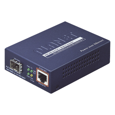 Convertidor IEEE802.3af/at PoE 10/100/1000Base-T a 100/1000X SFP