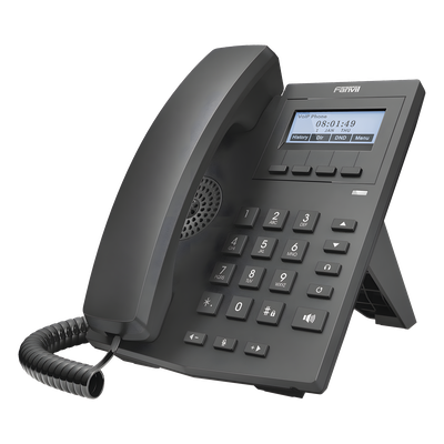 Teléfono IP empresarial para 2 lineas SIP con pantalla LCD 128 x 48 Px y conferencia de 3 vías, PoE