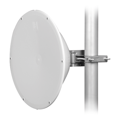 Antena direccional de Alto Rendimiento/ Parábola profunda para mayor aislamiento al ruido / 24.5 dBi / (4.9 - 6.4 GHz) / Conectores N-Hembra / Fácil Montaje y Soporte de acero inoxidable /  Radomo Incluido