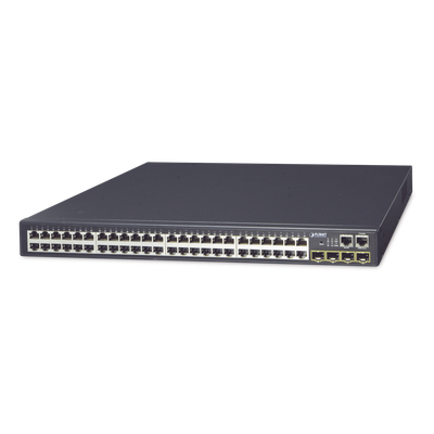 Switch Stack Administrable Capa 3 de 48 puertos 1Gbps + 4 puertos SFP 1Gbps Throughput 77 Mpps