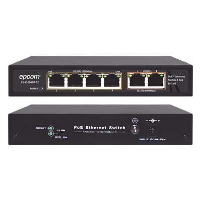 Switch PoE / 100 Metros PoE / 4 puertos 802.3af /at  10/100/1000 Mbps + 2 puerto uplink 
