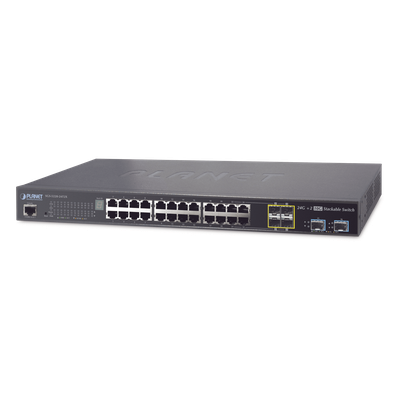 Switch de Acceso Stack Capa 2+ de 24 puertos + 4 compartidos TP/SFP + 2 Puertos 10G SFP+  Stack