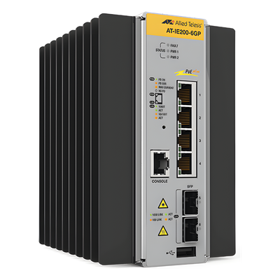 Switch Industrial Administrable Capa 2 de 4 Puertos 10/100/1000 Mbps + 2 Puertos SFP, 120 W
