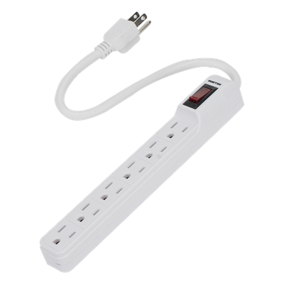 Multicontacto con cable 30 cm. 6 tomas 127 Vca línea, tierra, neutro 15 A max.
