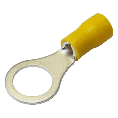 Terminal tipo ojo / 1 /  4" / 12 - 10 AWG / Amarillo / Paquete de 25 piezas.