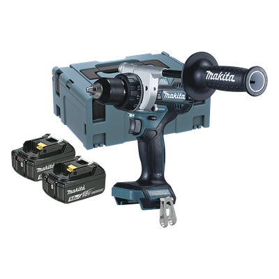 Taladro Atornillador BL 18 V 5 Ah LXT 130 Nm 2 Velocidades (0-550 0-2100 rpm). Incluye 2 Baterías de 18 V, Cargador rápido, 2 Puntas doble y Maletín Makpac.