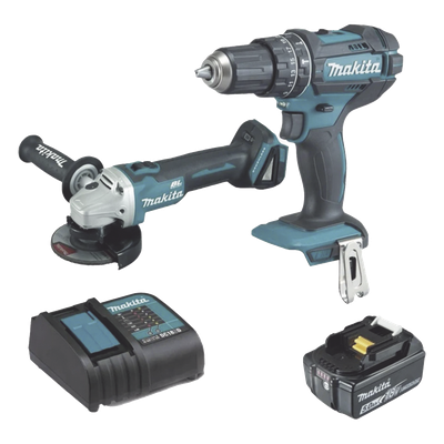 Kit, DHP482 Rotomartillo + DGA456 Mini Esmerilador, 1 Batería Li-Ion de 5.0 Ah y Cargador C/Luz de 18 Vcc.