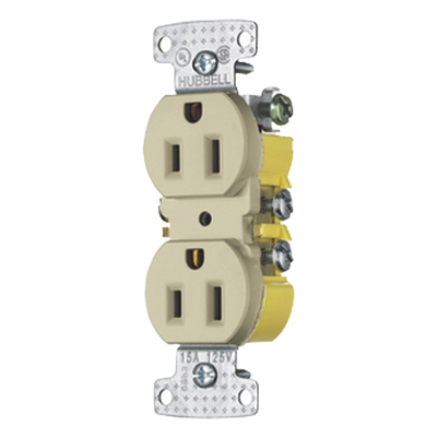 Contacto Duplex 15A 125V/ 2 Polos 3 Hilos / Cableado posterior y lateral / Nema 5-15R / Color Marfil.
