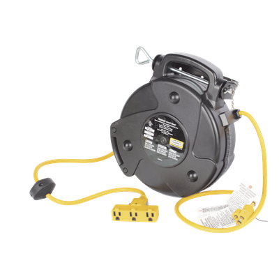 Carrete de Cable comercial (12/3 rudo), para 125 V CA, 12.2 m de longitud con salida triple de 15 A.