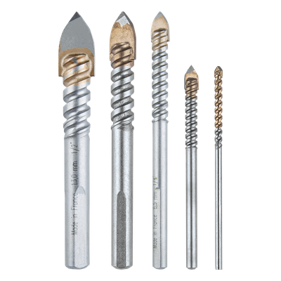 Juego de 5 brocas para vidrio de 1/8"-3/16"-1/4"-3/8"-1/2"