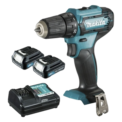 Atornillador broquero cambio rápido 3/8”.  2 baterías 12v de 1.5 amperes y cargador.