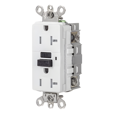 Contacto GFCI 20 A 125 V / Resistente a Intemperie / A prueba de manipulaciones / Color Blanco (Nema 5-20R) / Grado Industrial.