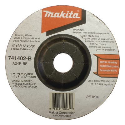 Disco abrasivo de desbaste para metal de 4 1/2 eje 7/8" espesor 6mm